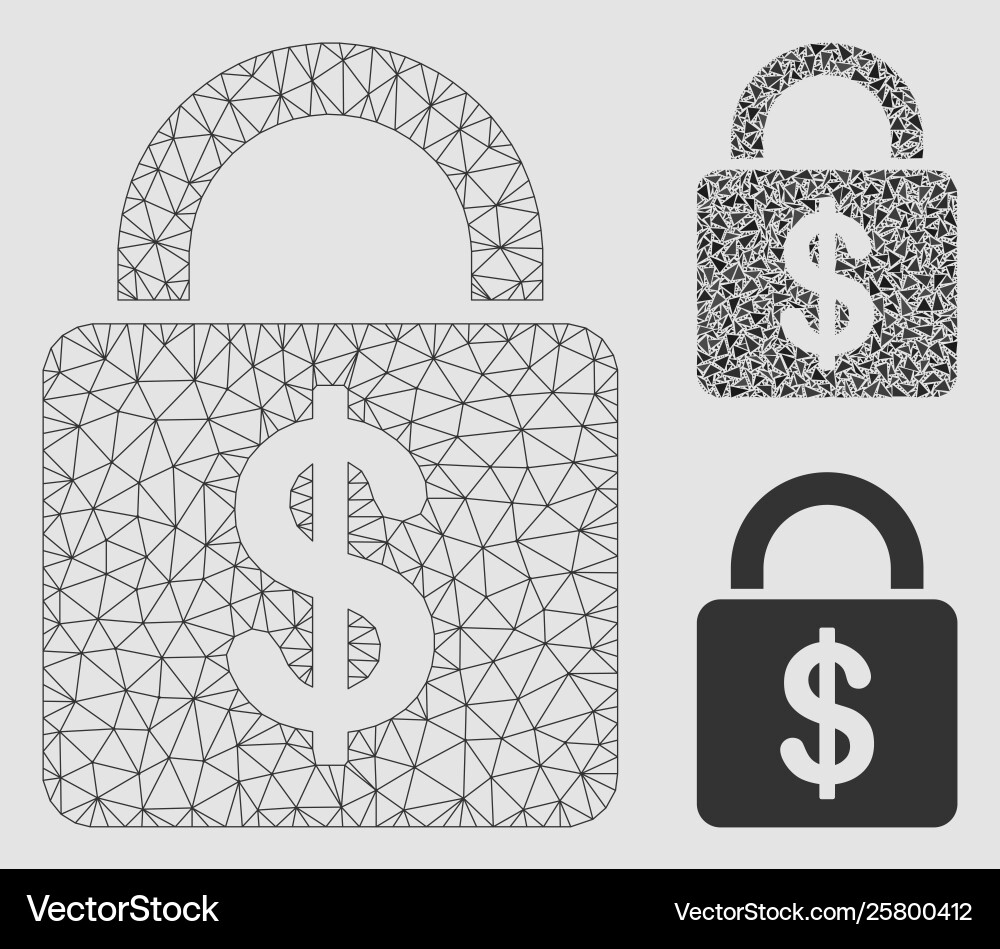 Dollar lock mesh network model and triangle Dollar lock mesh network model and triangle vector image