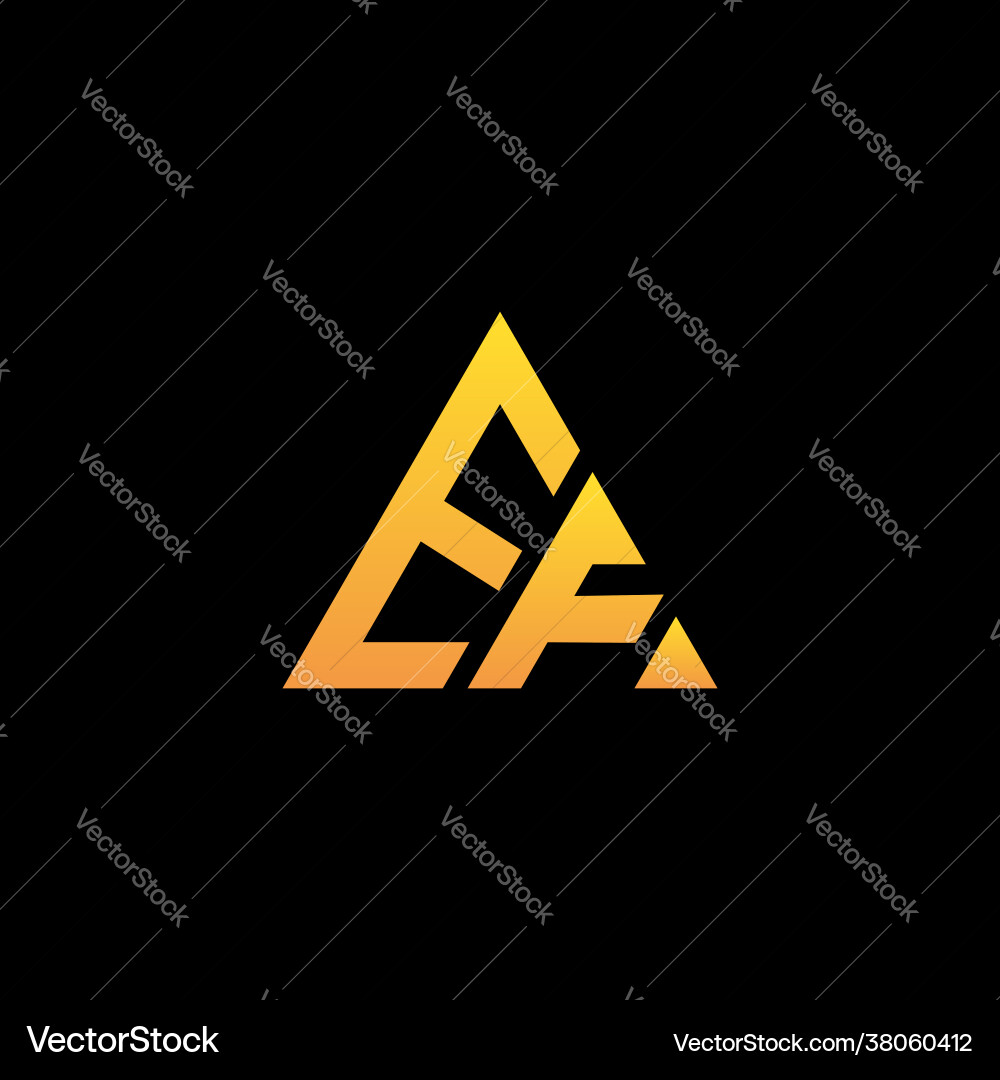 E f monogram initial logo with a yellow triangle Vector Image