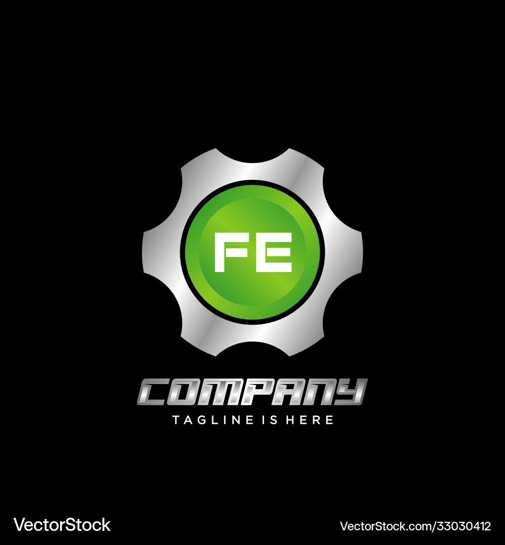 Fe initial gear icon logo design element Vector Image