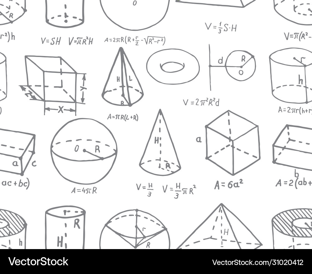 Geometric Shapes & Formulas Vector Image