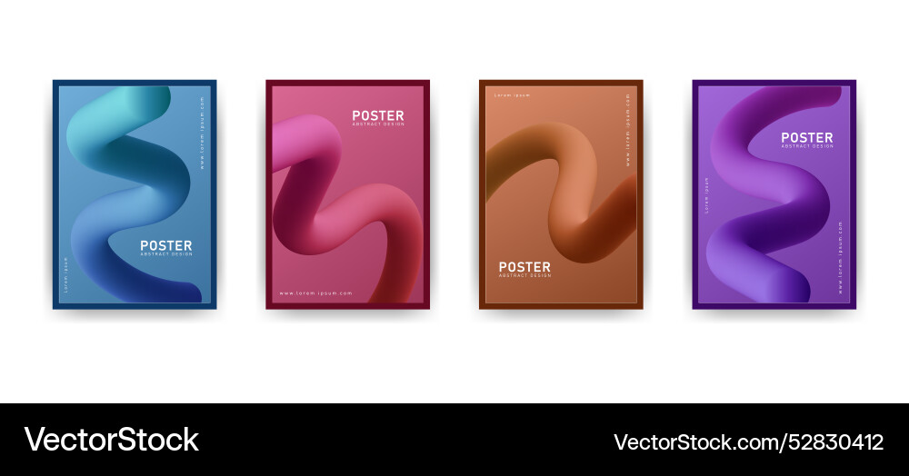 Gradient blend curve poster dynamic abstract vector image