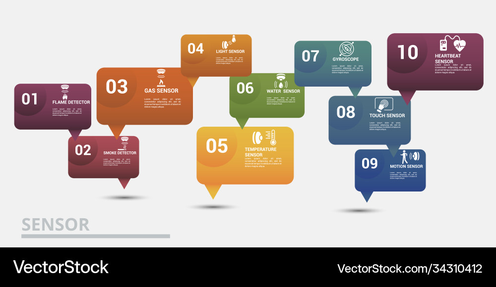 Infographic sensor template icons in different Vector Image