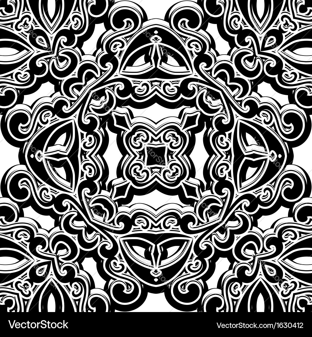 Intricate Black & White Swirl Pattern Vector Image