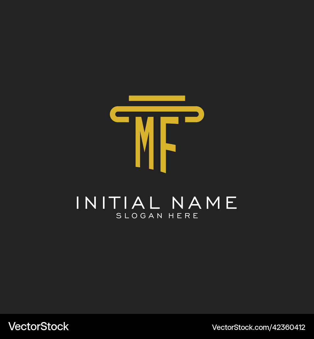 Mf initial logo with simple pillar style design Vector Image