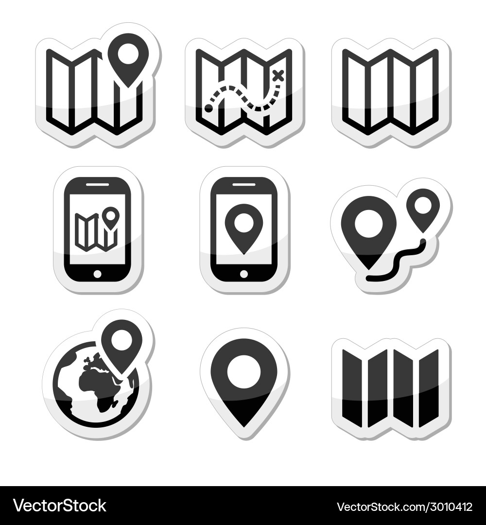 Navigation Map Icons Set vector image