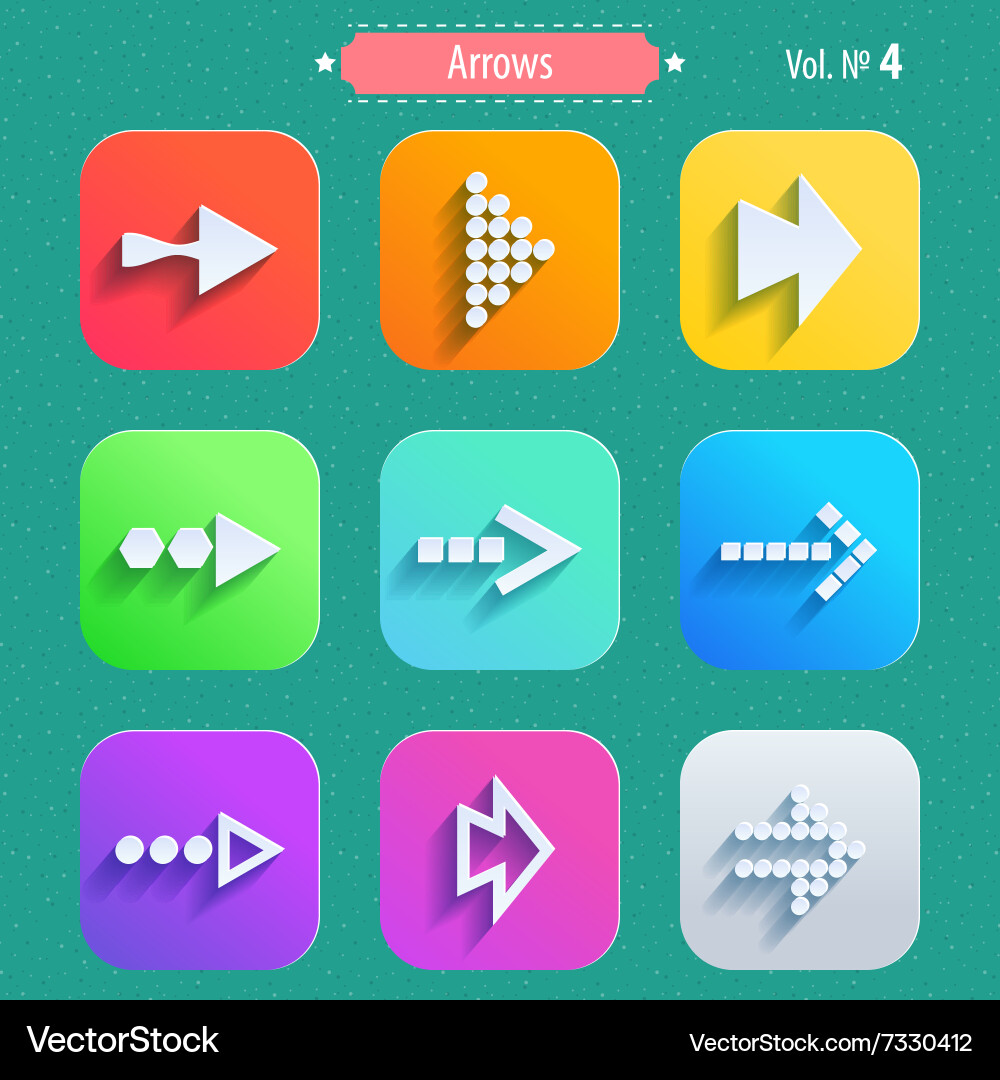 Set arrow icons flat ui design trend Vector Image