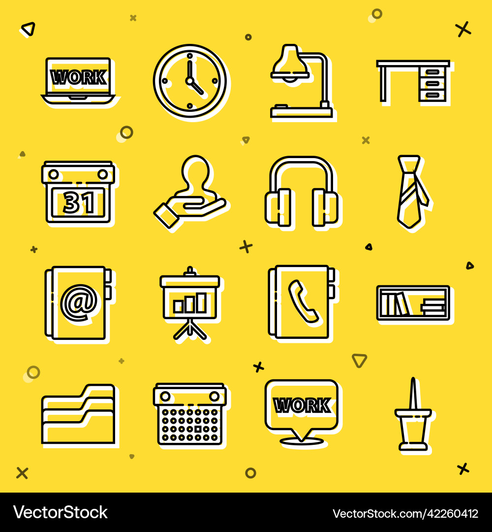 Set line push pin shelf with books tie table Set line push pin shelf with books tie table vector image