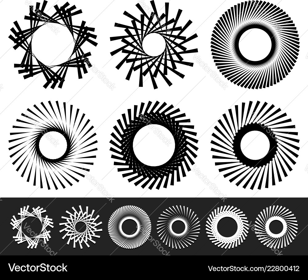Set of 6 abstract circular rotating elements Set of 6 abstract circular rotating elements vector image