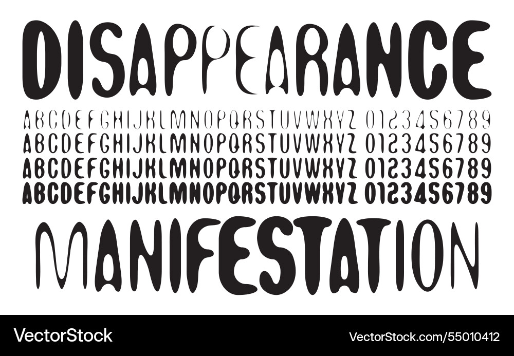 Set of simple rounded distorted font Set of simple rounded distorted font vector image
