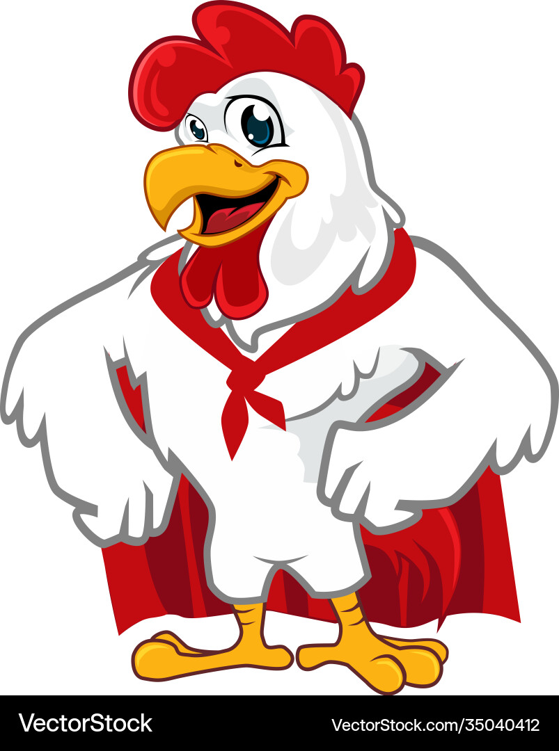 Superhero Chicken Mascot Cartoon Vector Image