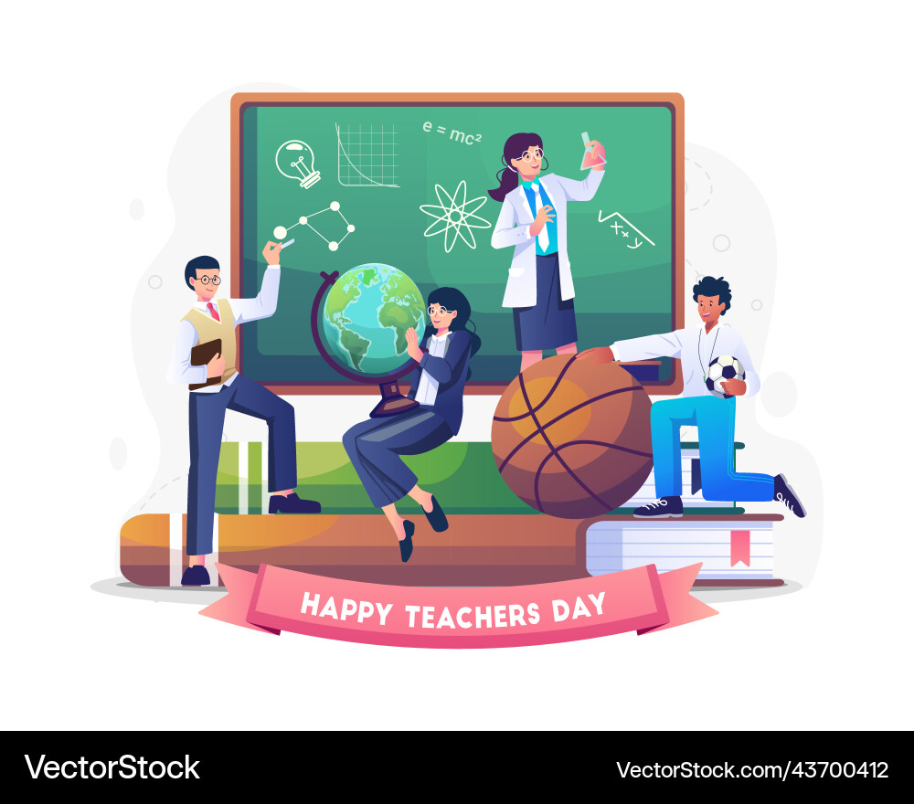 Teachers of various subjects are celebrating Teachers of various subjects are celebrating vector image