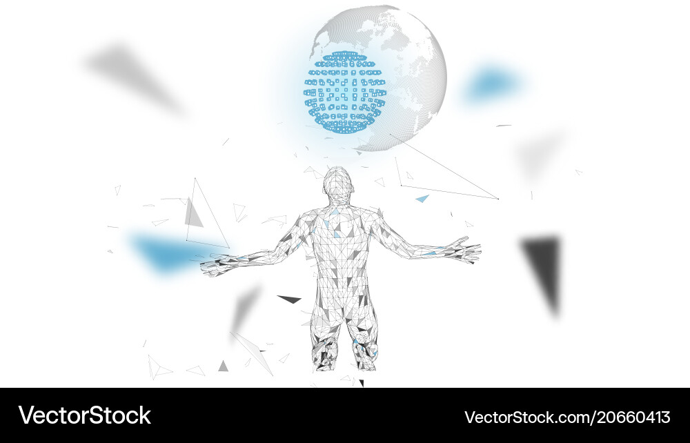 Conceptual abstract man with world globe Conceptual abstract man with world globe Vector Image