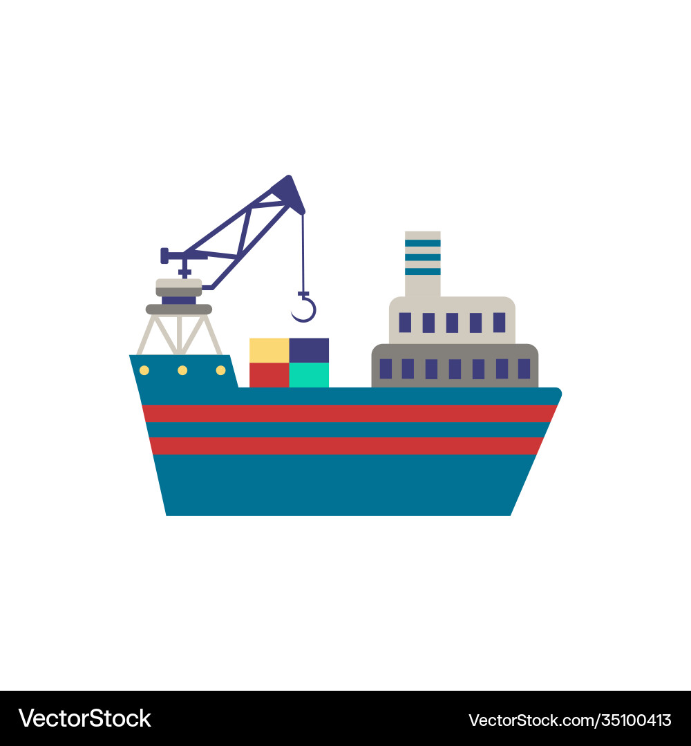 Crane barge icon simple element from port Crane barge icon simple element from port vector image