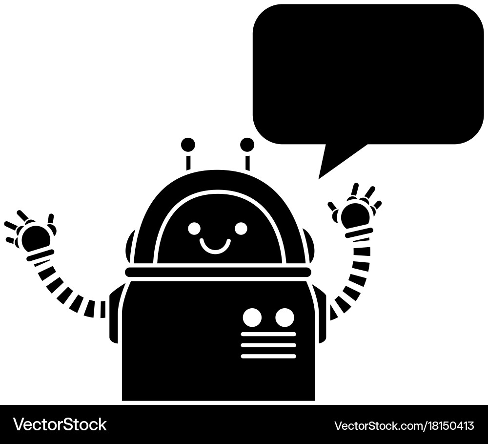 Electronic robot with speech bubble character Vector Image
