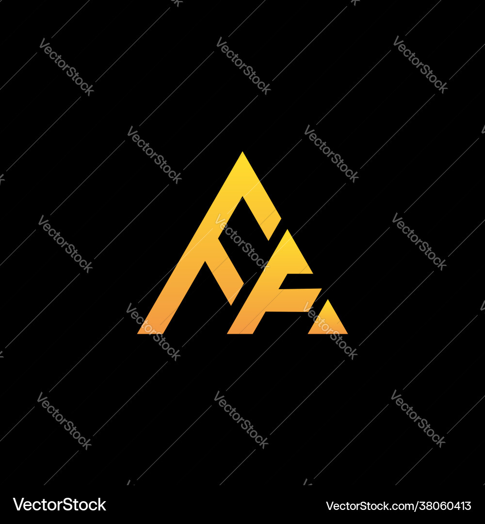 F monogram initial logo with a yellow triangle F monogram initial logo with a yellow triangle Vector Image