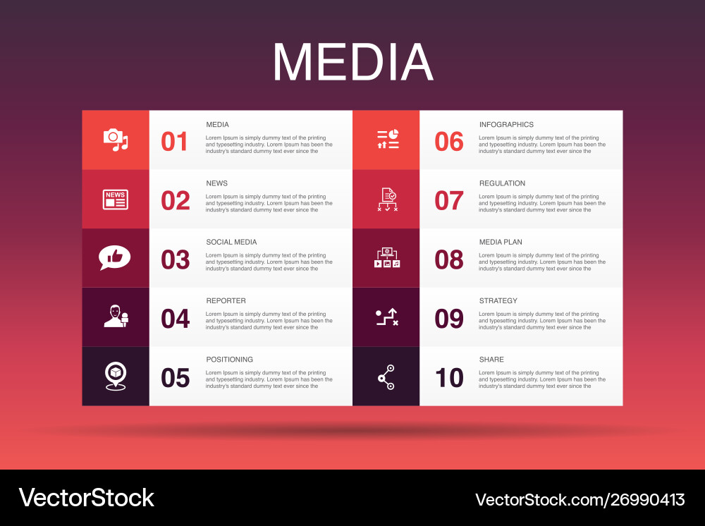 Media infographic 10 option template news Vector Image