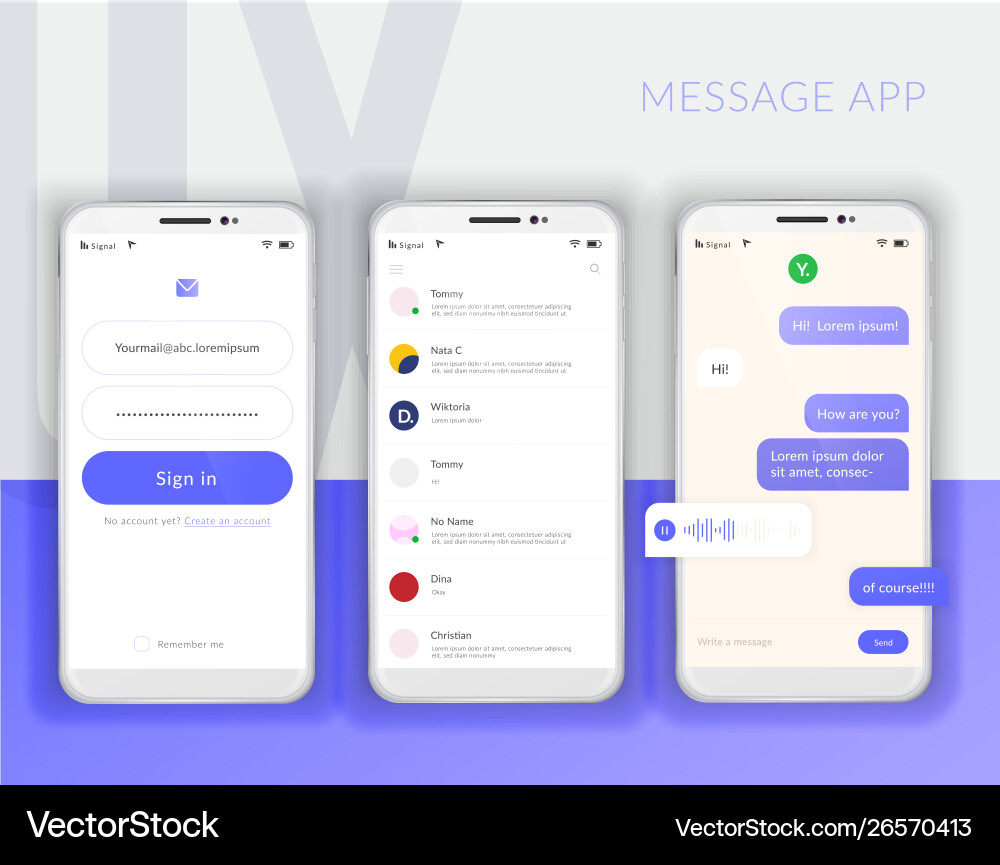 Mobile UI Chat App Template vector image