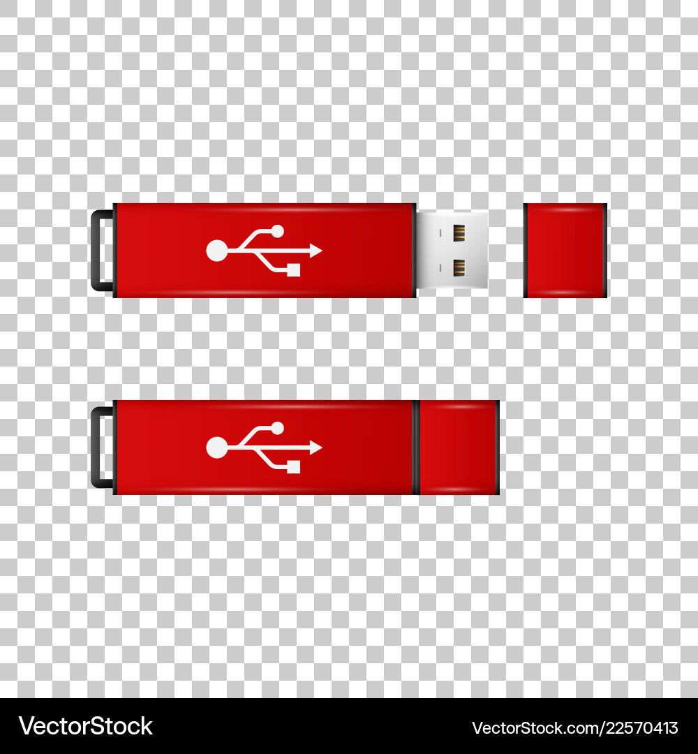 Realistic red usb flash drive isolated object Realistic red usb flash drive isolated object Vector Image
