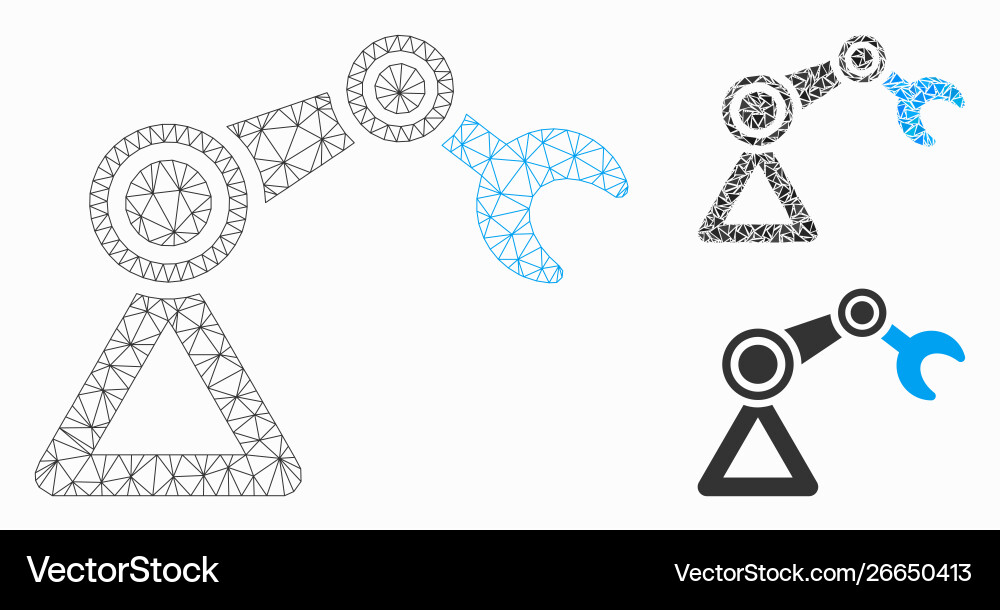 Robotics manipulator mesh wire frame model Robotics manipulator mesh wire frame model vector image