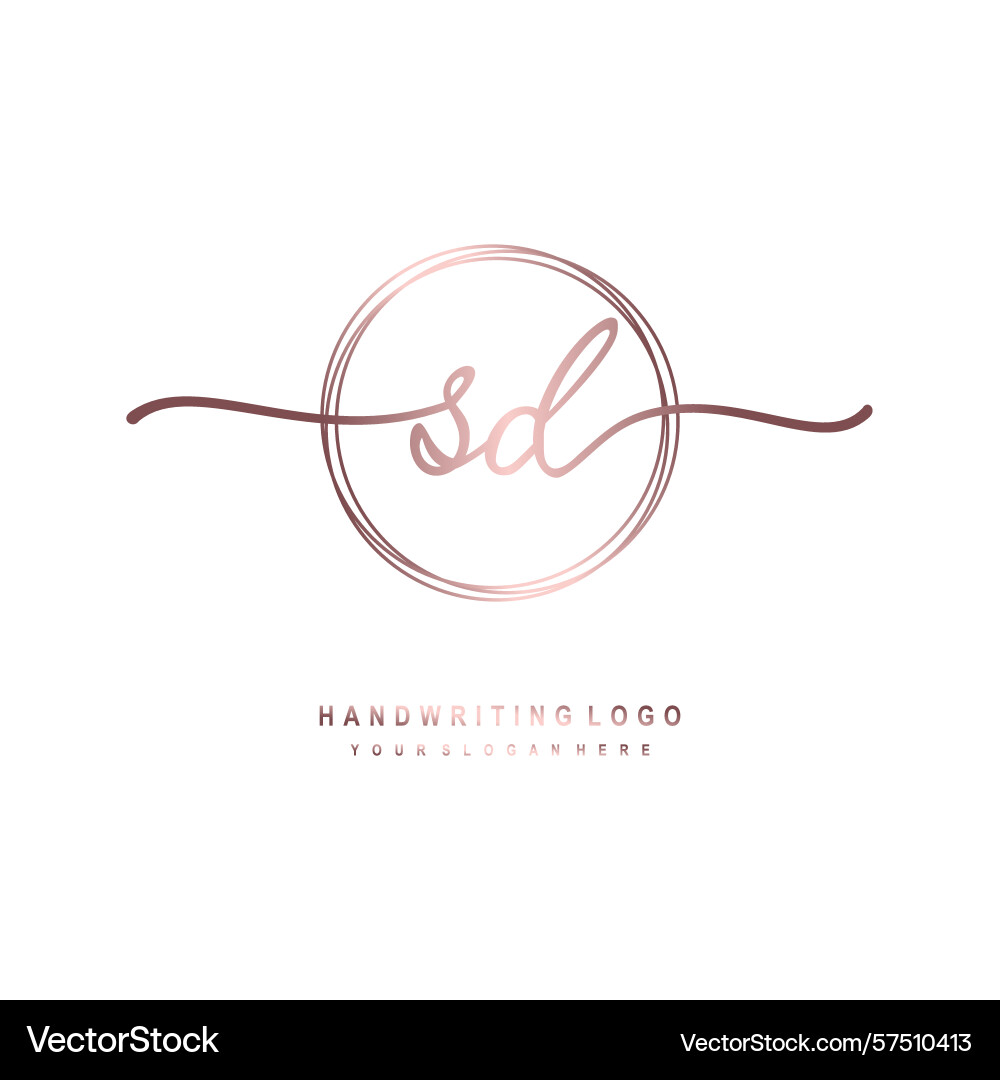 Sd initial handwriting logo with circular wave Vector Image