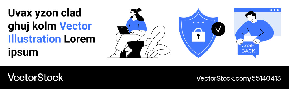 Secure online transactions with laptop user vector image