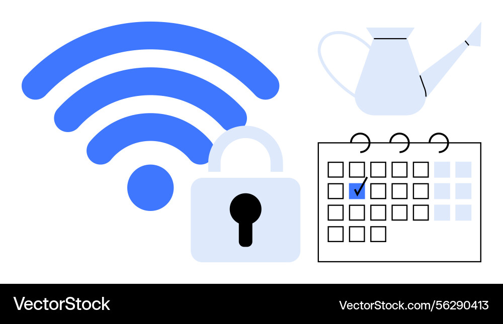 Secure wireless connection with calendar Secure wireless connection with calendar vector image