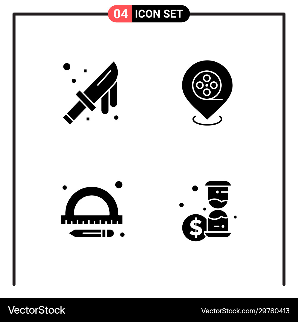 Set 4 solid style icons for web and mobile Set 4 solid style icons for web and mobile Vector Image
