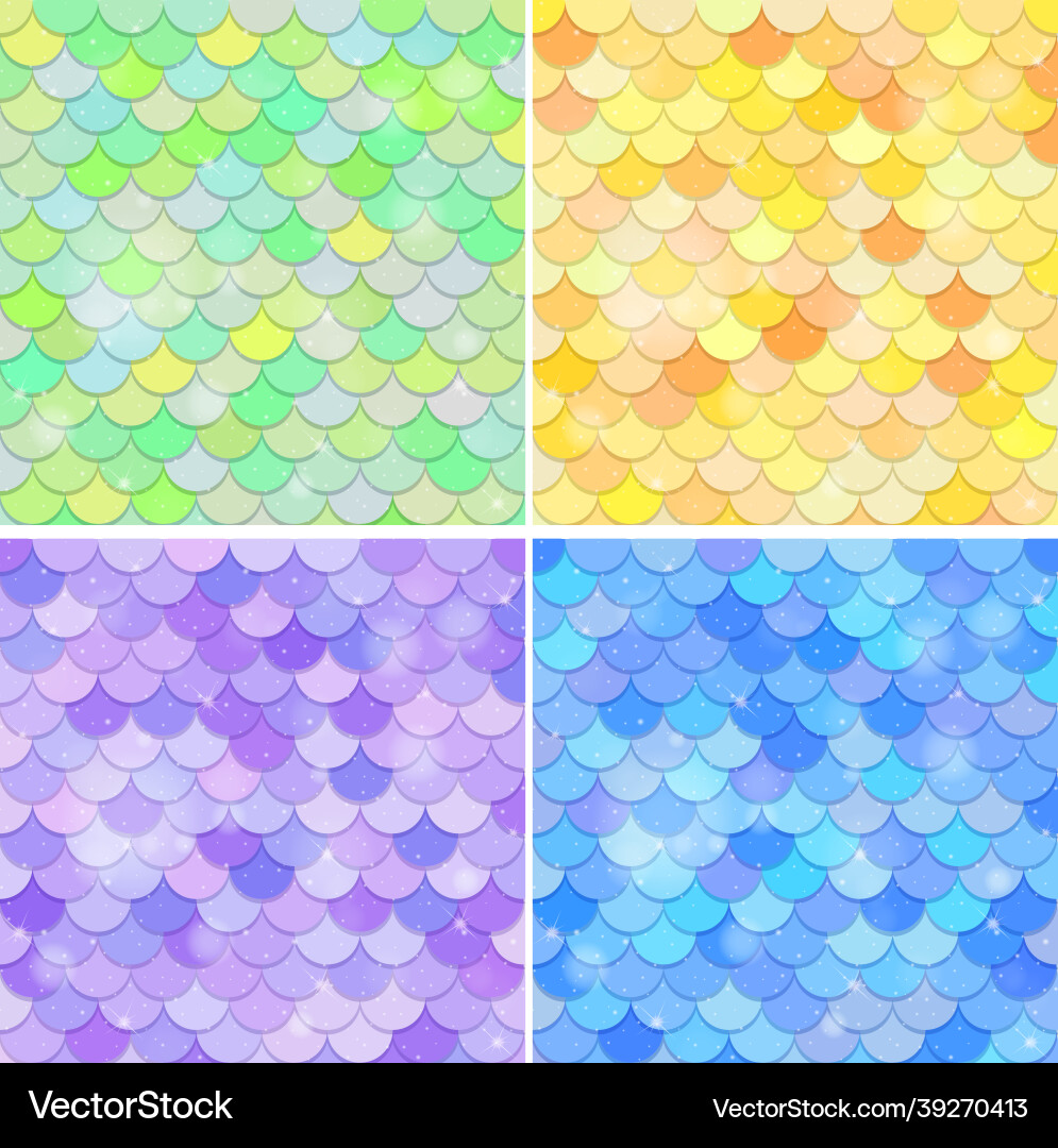 Set of fish scale seamless pattern background Set of fish scale seamless pattern background vector image