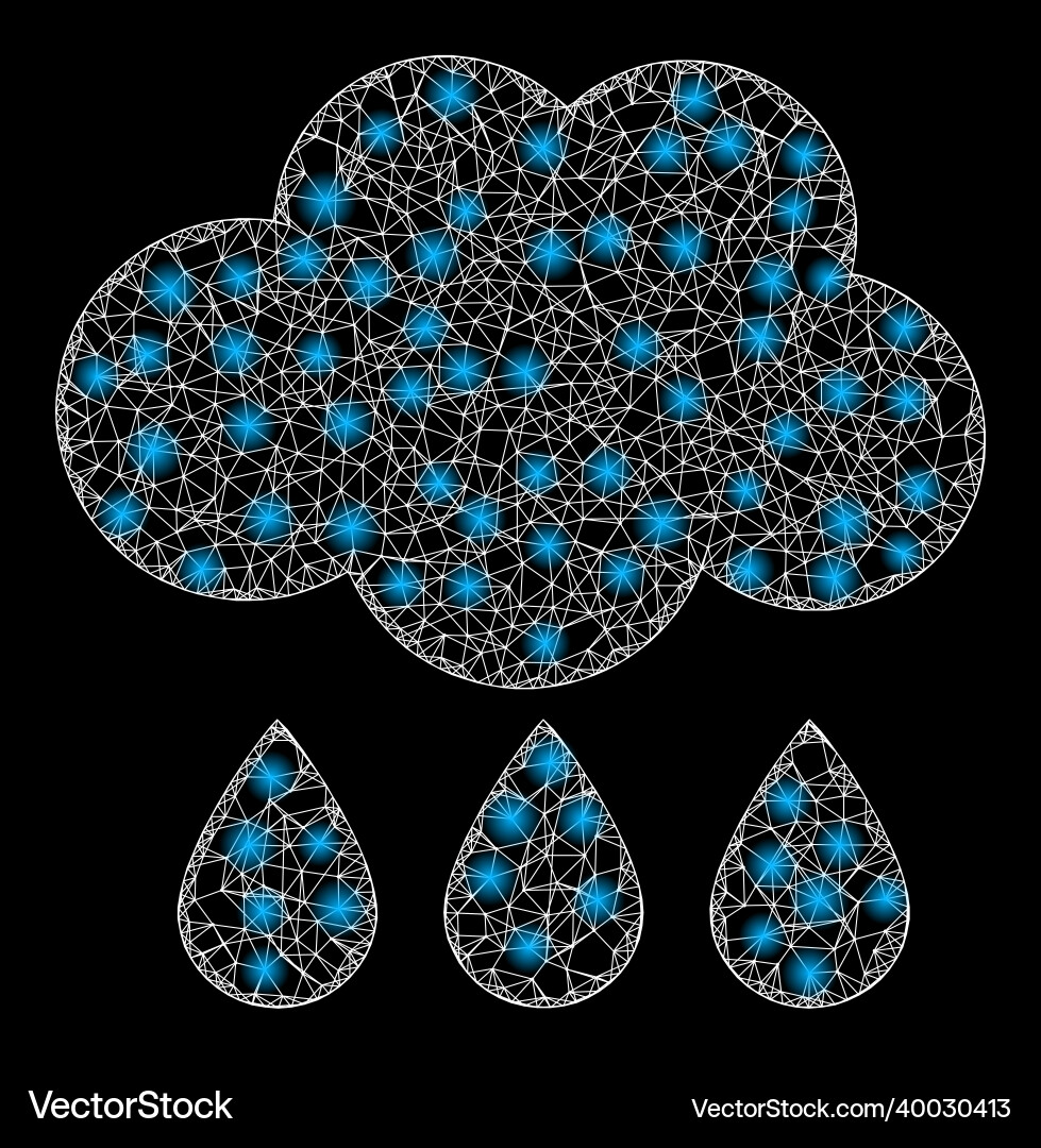 Shiny net mesh rain cloud with lightspots Shiny net mesh rain cloud with lightspots Vector Image