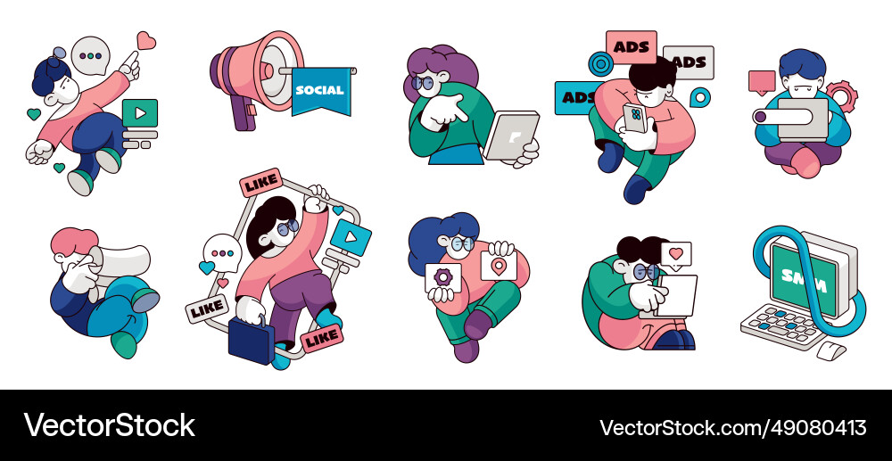 Social Media Marketing Online-Werbung Social Media Marketing Online-Werbung vektorbild