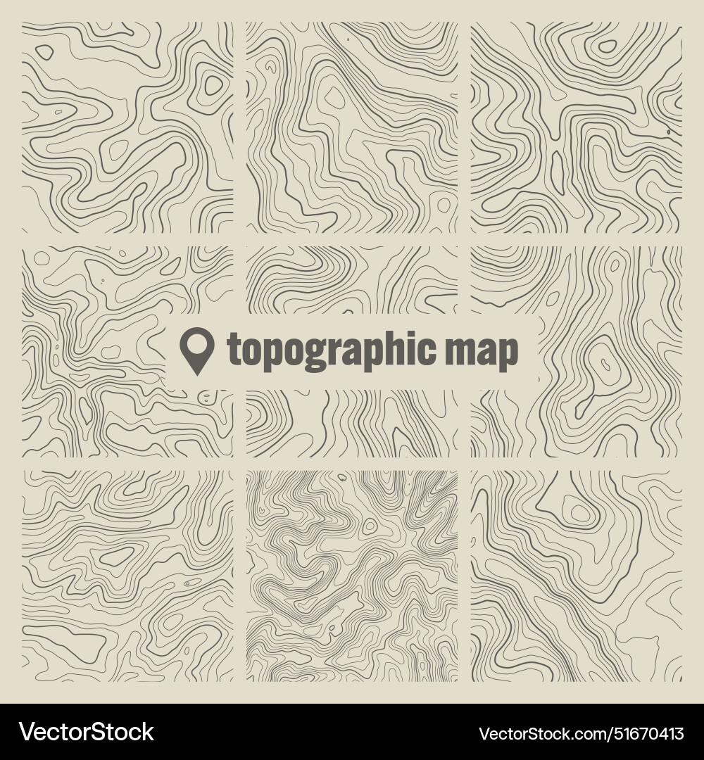 Topographic map with contour lines geographic Topographic map with contour lines geographic vector image