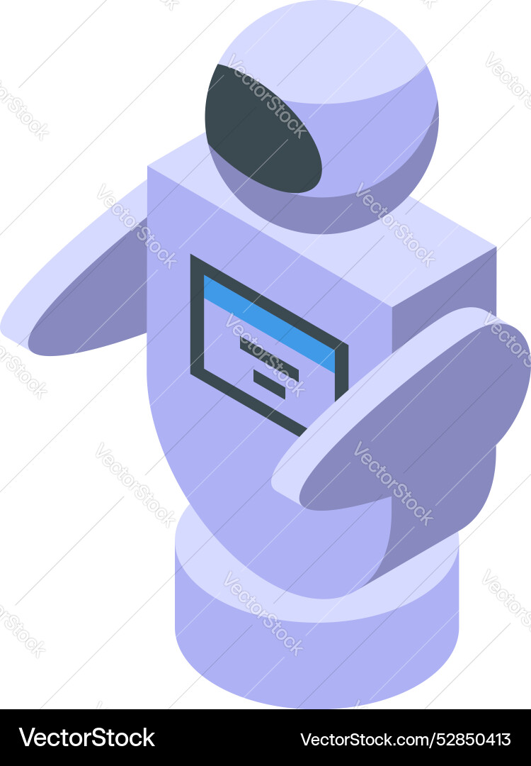 Weißer moderner Roboter zeigt Daten auf dem Display vektorbild