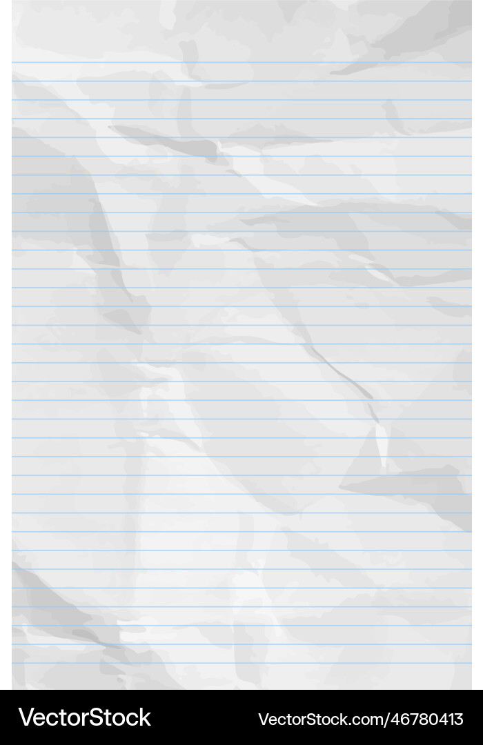 White lean crumpled notebook paper with lines White lean crumpled notebook paper with lines vector image