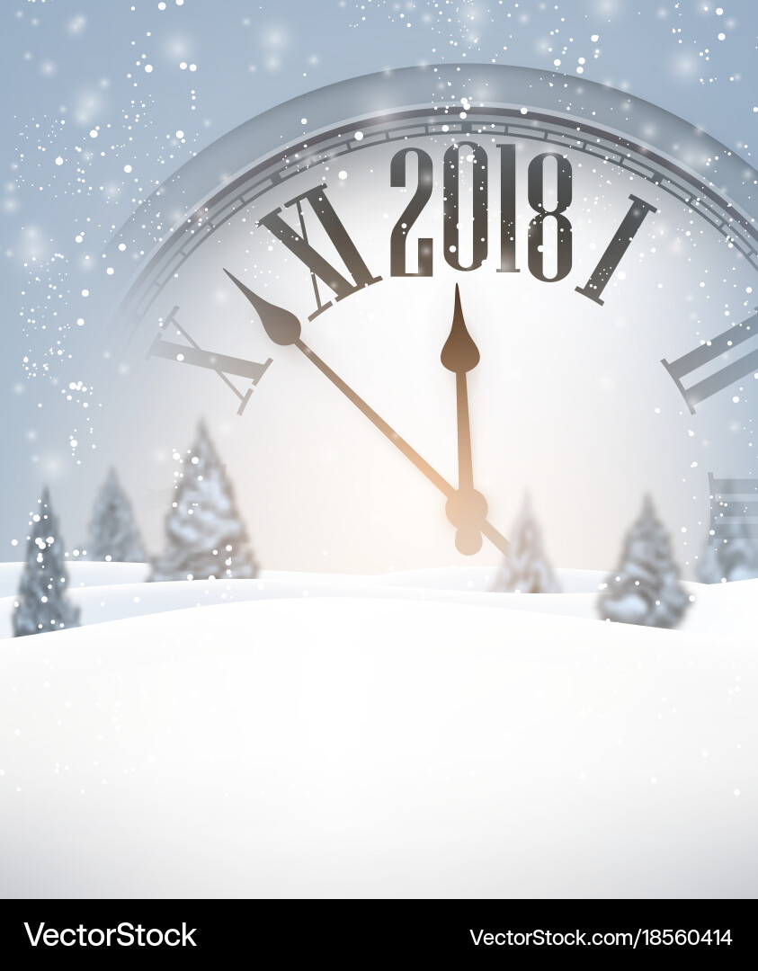 2018 new year background with clock vector image
