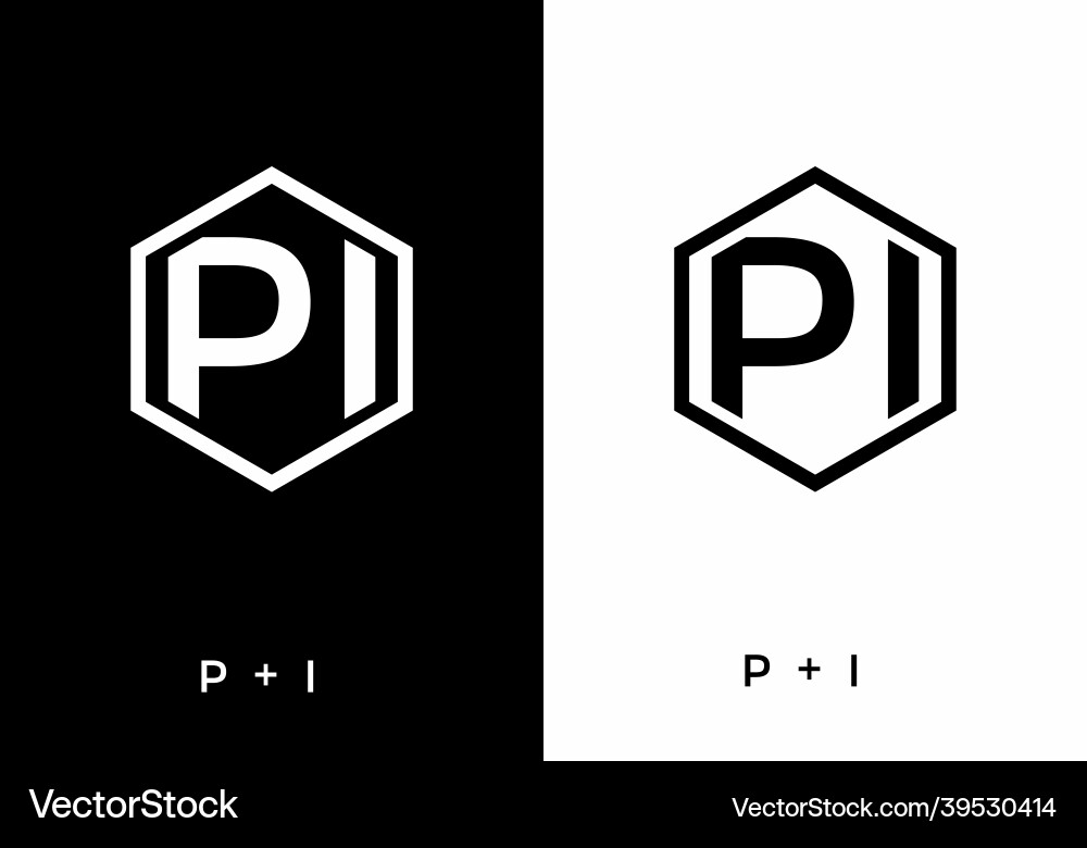 Black and white color of pi initial letter Vector Image
