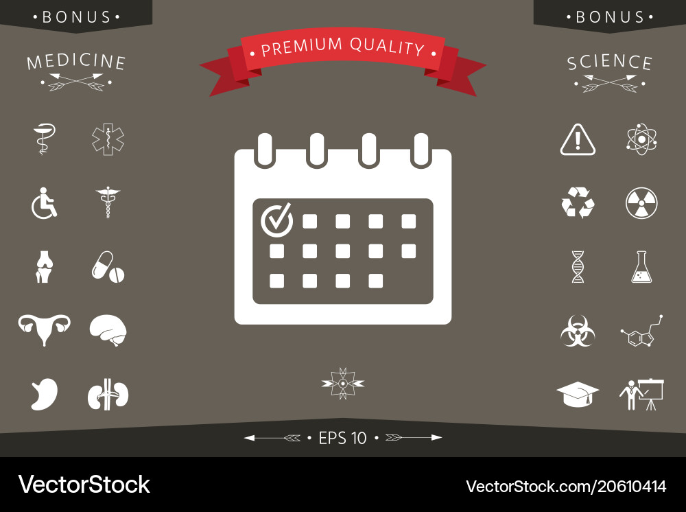 Calendar icon with check mark Calendar icon with check mark vector image