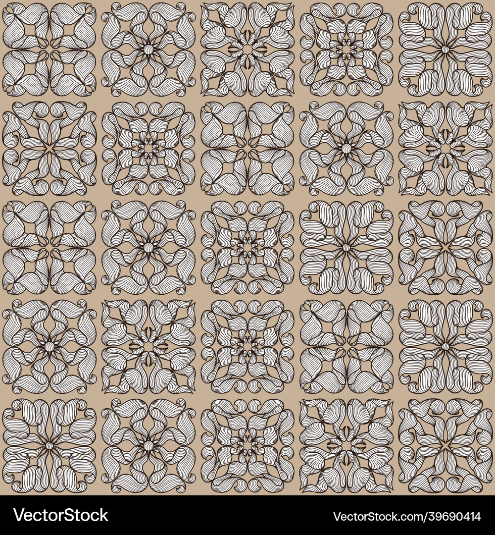 Ceramic tile seamless pattern with wave line curls Vector Image