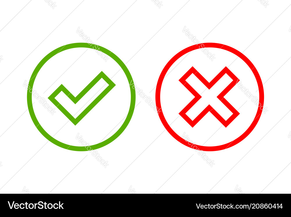 Checkmark and Cross Icons Vector Image