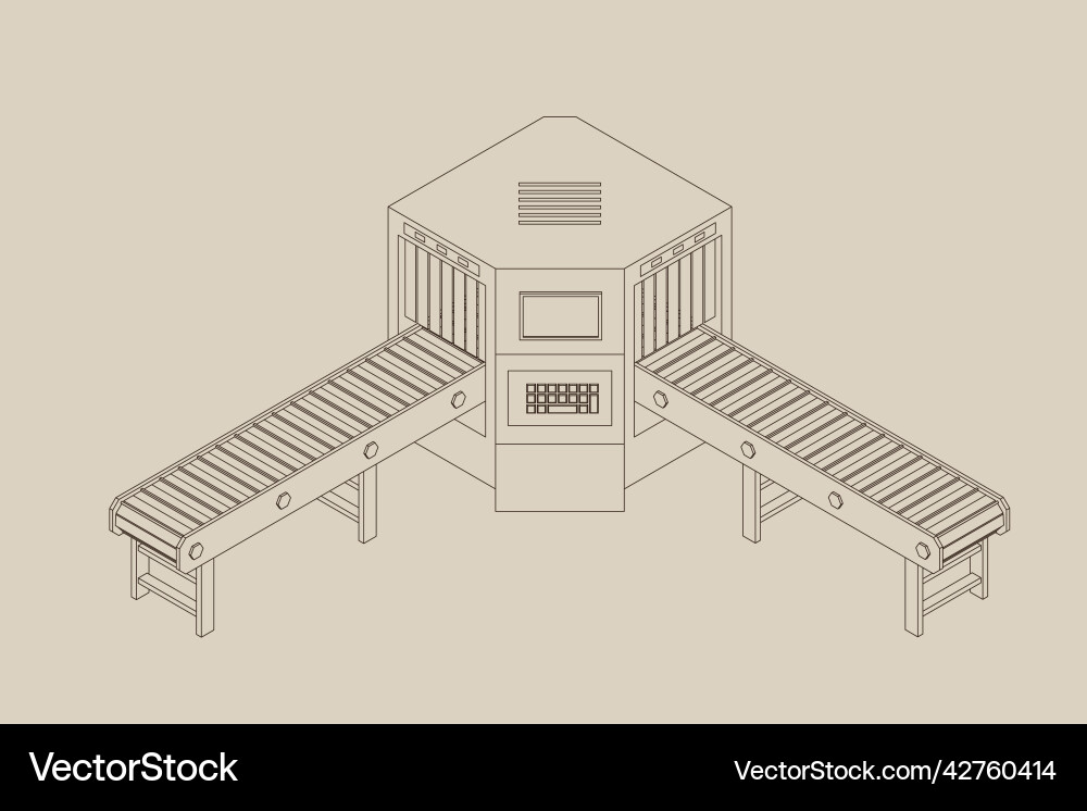Empty conveyor belt with monitor outline Vector Image