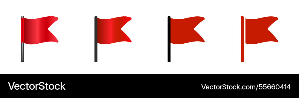 Four red flags in a row vector image
