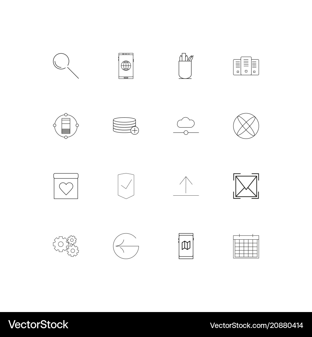 Internet technologies linear thin icons set Vector Image