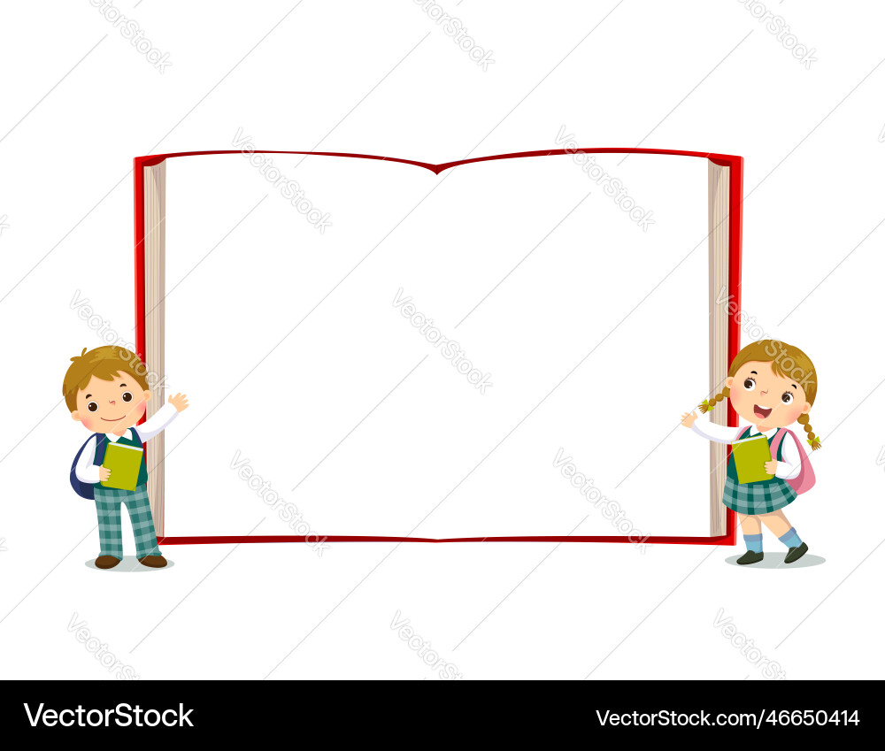 Kids in school uniform with opened book Kids in school uniform with opened book vector image