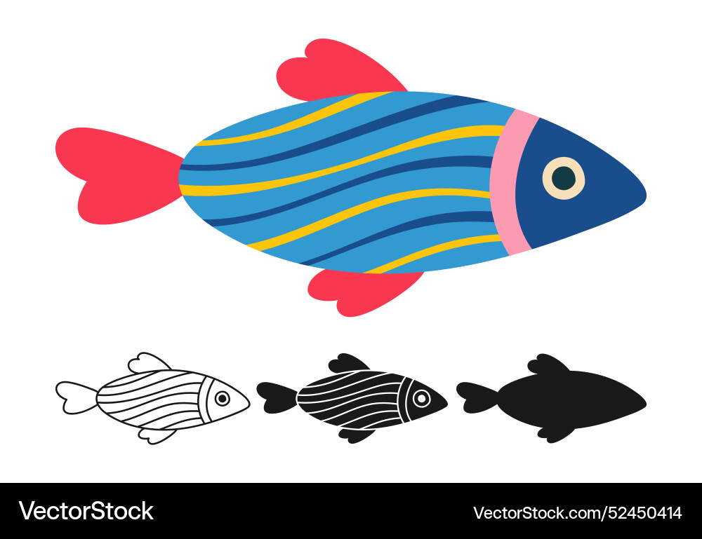 Marine fish linear icon abstract cartoon symbol Marine fish linear icon abstract cartoon symbol vector image