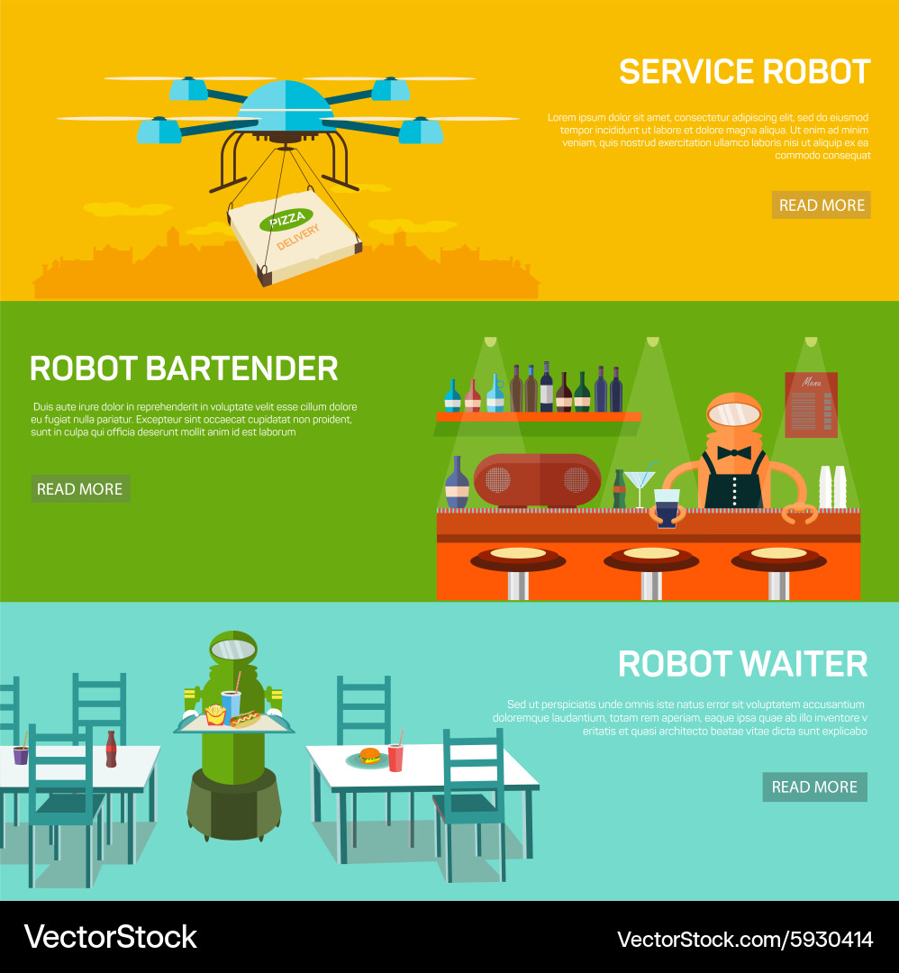 Robots Designkonzept mit Service-Roboter vektorbild
