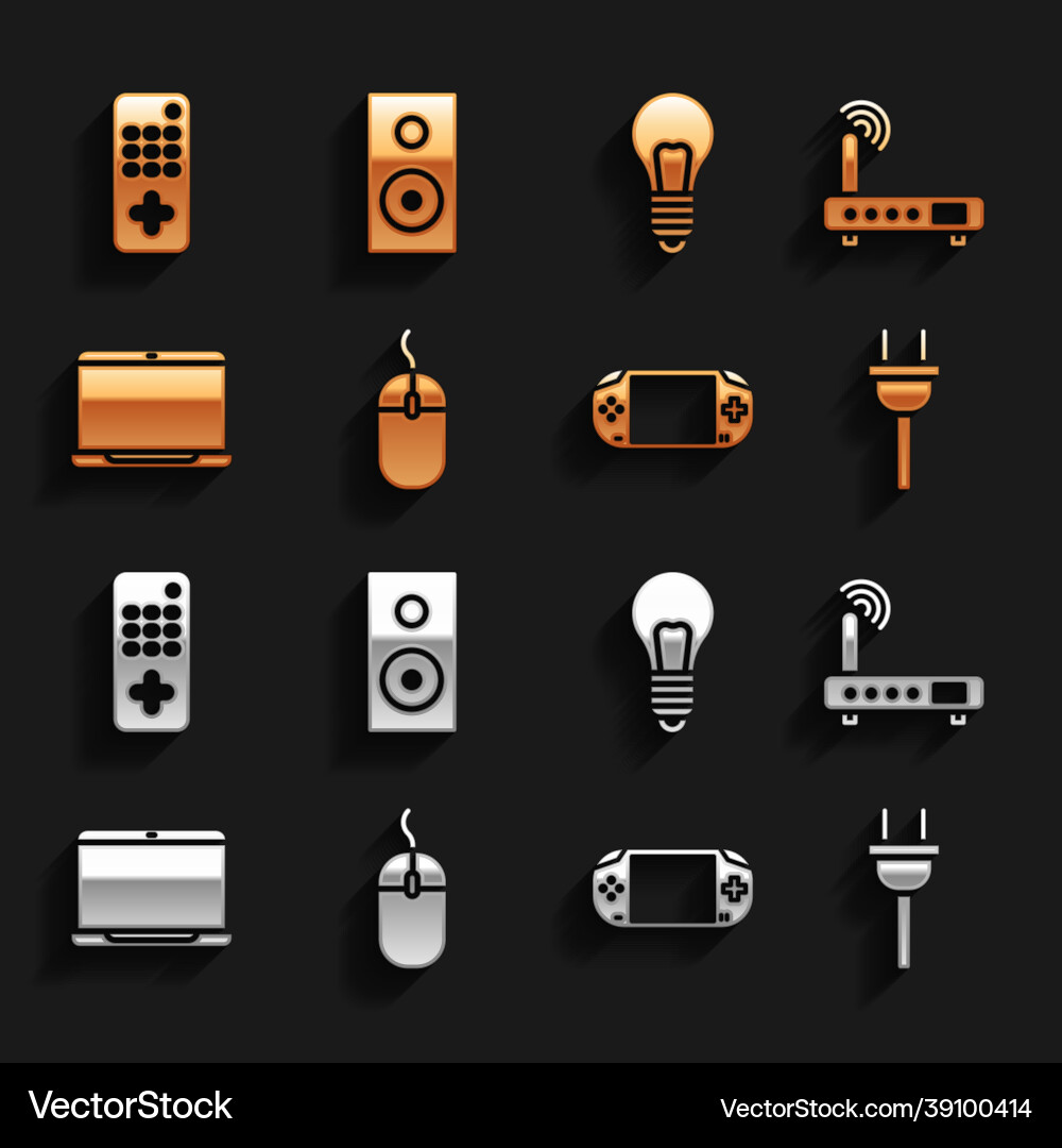 Set computer mouse router and wi-fi signal Set computer mouse router and wi-fi signal vector image