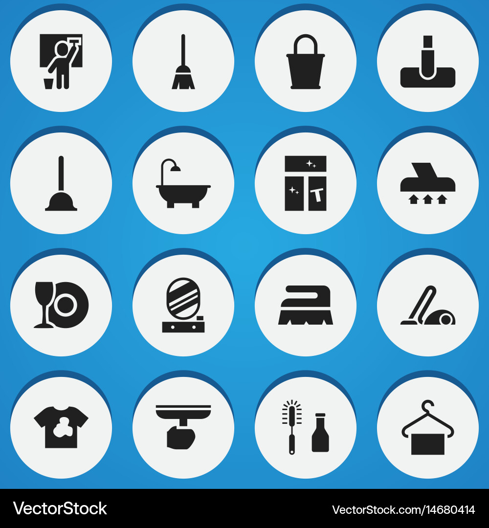 Set of 16 editable cleanup icons includes symbols vector image