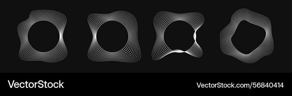 Set of round curved frames with dynamic wavy Set of round curved frames with dynamic wavy Vector Image