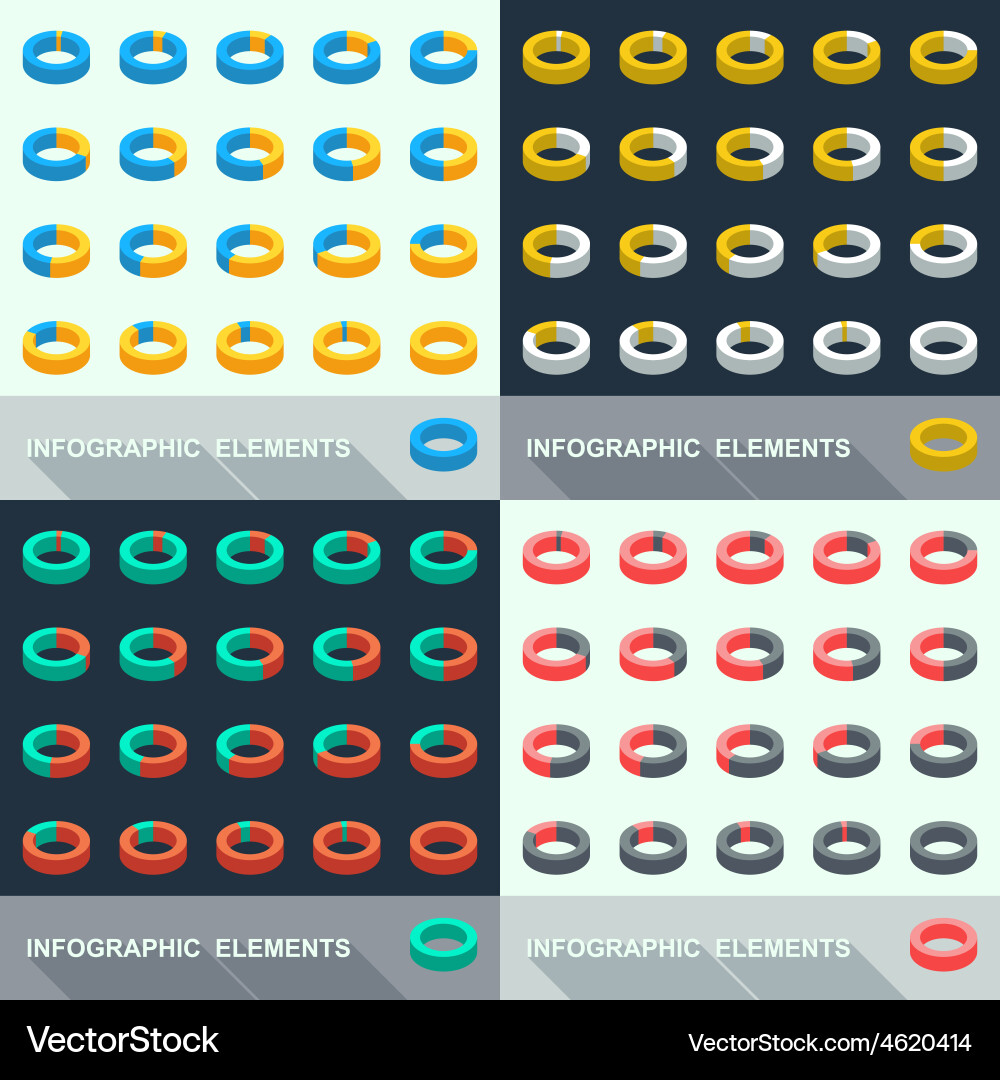 Set of the round segmented charts in an isometry vector image