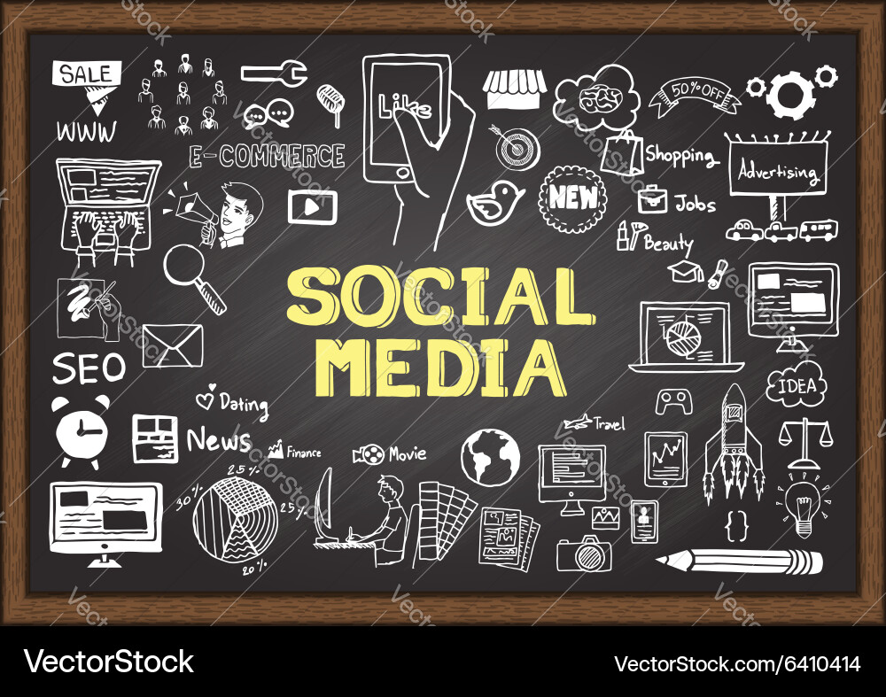 Social Media Chalkboard Vector Image