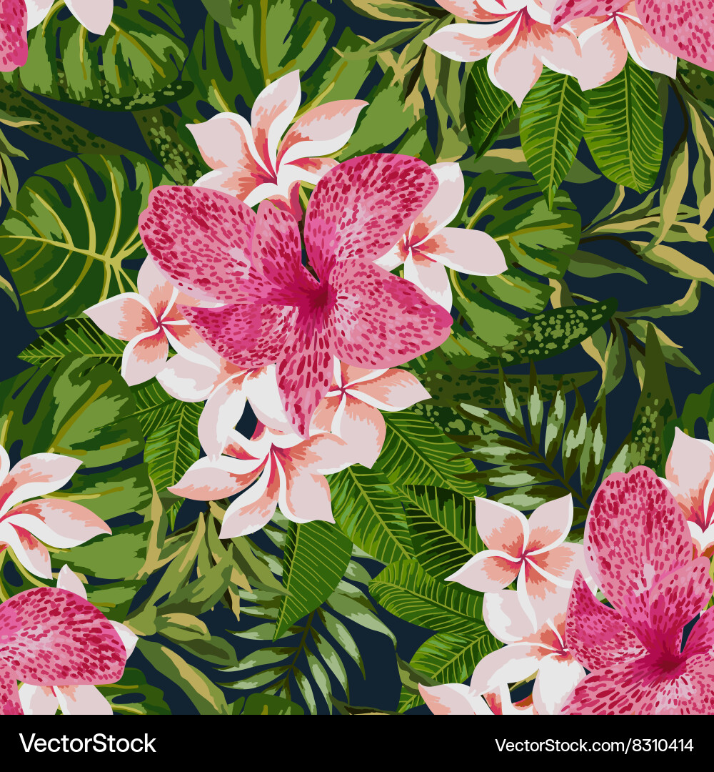 Tropical Floral Seamless Pattern vector image